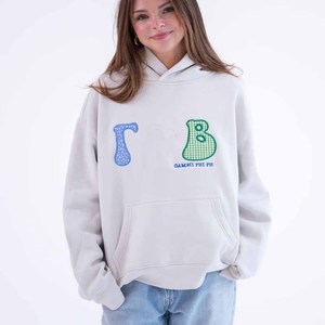 Zeta |   Sudadera con Capucha Tau Bordada en Tela Twill, Forro Polar Blanco, Unisex, Casual, con Logotipo Frontal, Corte Regular, para Otoño - Product Image 4