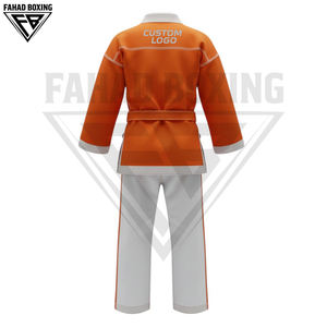 Pantalones de Karate y Artes Marciales Personalizados al por Mayor, de Polialgodón, Transpirables, Ligeros, Duraderos, con Estampado Naranja - Product Image 2
