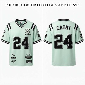 Jersey de Fútbol Americano Unisex Premium, 220g, Malla de Poliéster, Verde Menta y Negro, Logotipo Personalizado, Cuello Mao, Corte Regular - Product Image 1