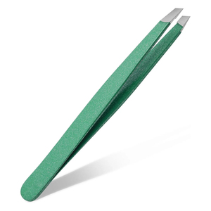 Pinzas para Cejas de Acero Inoxidable al por Mayor, Punta Inclinada, Estilo Moderno, Color Verde, para Maquillaje y Belleza - Product Image 2