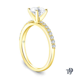 Anillo de compromiso clásico de oro de 10K con diamante cultivado en laboratorio y diamante central radiante, venta al por mayor y al detalle OEM - Product Image 5