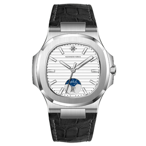 นาฬิกาสปอร์ตอัตโนมัติสำหรับผู้ชาย Alexander Ferros 6122S-02 หน้าปัดแซฟไฟร์ สายหนัง ตัวเรือนสแตนเลสสตีล กันน้ำ - Product Image 5
