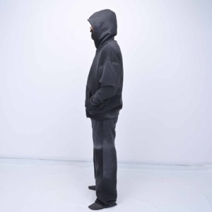 Survêtement décontracté de qualité supérieure en coton 100% pour hommes, design personnalisé, finition délavée à l'acide, doublure respirante en polaire - Product Image 2
