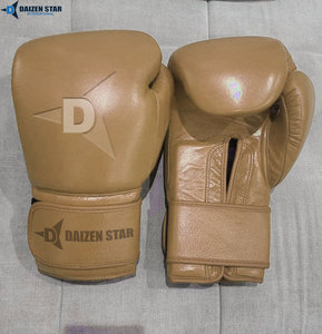 Daizen Star Tan Leather Boxing Gloves Lace-Up Adjustable Wrist <b>Strap</b> for Adults Training Gear - Product Image 1