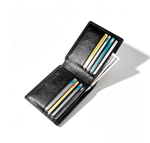 [Big Promotion] Top Quality Castello Genuine Vegetable Leather RFID <b>Men</b> Bi-fold Billfold ID Card <b>Wallet</b> <b>Black</b> - Product Image 4
