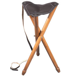 Tabouret de camping pliable en cuir personnalisé de haute qualité 2026, chaise de chasse portable à trépied en bois, siège de voyage extérieur écologique - Product Image 1