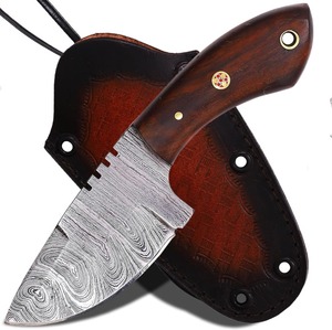 Couteau de chasse Damas à motif torsadé fait main, idéal pour le dépecage, le camping, le nettoyage de la viande, couteau EDC d'extérieur à lame fixe - Product Image 1