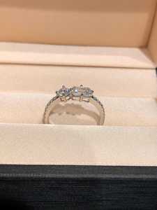 <b>Emerald</b> & Round Cut Moissanite Two Stone <b>Ring</b> 925 <b>Silver</b> Wedding Jewelry for Women's Party Gift For Partners - Product Image 3