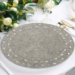 Best Luxury Modern Eco-Friendly Tableware Set Rounded <b>Placemat</b> with Glass <b>Beads</b> Polyester Cloth Pad for Parties Other Functions - Product Image 5