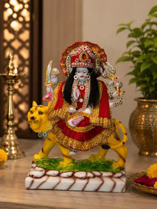 Idole de la déesse Durga en résine, artisanat fait main, Art déco, figurine artistique, décoration religieuse traditionnelle, sculpture de table durable - Product Image 2