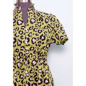 Vestido corto elegante de algodón hecho a mano en India, con estampado floral, ideal para fiestas, regalo para novias, personalizado, vestido de moda para mujer, procedente de la India. - Product Image 3