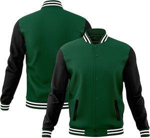 High Quality Men's Varsity Jackets Thin <b>Stand</b> Collar Light <b>Weight</b> Winter Wool Body Leather Sleeve Best Design Plain Fabric Front - Product Image 2