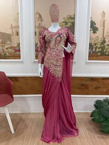 Hermoso Sari de Seda Chinon con Motivos Artesanales, Corpiño Cosido, Ajuste Rápido en Un Minuto, Atuendo Étnico para Mujer, Conjunto para Ceremonia - Product Image 2