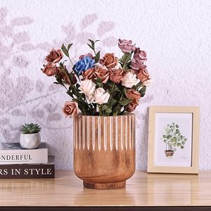 Vase à fleurs rustique en bois, pot de fleurs décoratif de table, vase en bois style ferme pour tulipes artificielles, arrangement floral, décoration intérieure - Product Image 2
