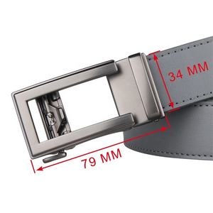 Ceinture Formelle en Cuir Véritable Gris Uni avec Boucle Rectangulaire en Acier Durable Monobloc - Product Image 5