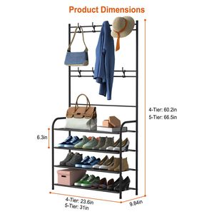 Organizzatore Autoportante per Ingresso con Appendiabiti e Scarpiera, Stand Porta Abiti e Scarpe Combinato - Product Image 5