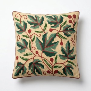ปลอกหมอนอิงผ้าปักลาย kashmiri crewel-สีครีมกับต้นชินาร์และเบอร์รี่สีแดง - Product Image 3