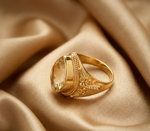 925 Sterling Silver <b>Citrine</b> Statement <b>Ring</b> Vintage Victorian Filigree Cocktail <b>Ring</b> November Birthstone Jewelry Gift for Women - Product Image 1