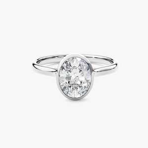 Anillo de Boda de Plata de Ley 925 con Baño de Rodio Dorado, Diseño Sencillo, Corte Ovalado, VVS1 GRA, Moissanita, para Mujer - Product Image 2