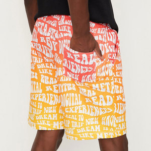 <b>Men's</b> Orange Yellow Gradient Letter Print Drawstring <b>Shorts</b> Casual Style Breathable Mid Waist <b>Short</b> Length Polyester <b>Men</b> <b>Shorts</b> - Product Image 6