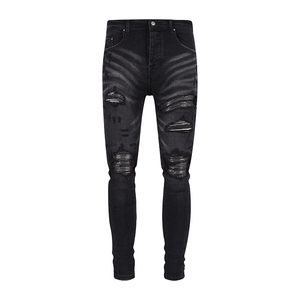 Jeans Rotos Desgastados Unisex, Corte Ajustado, Recto, Holgado, Estilo Urbano, Pantalones de Mezclilla Apilados, Lavado Vintage, Estilo Y2K, 100% Algodón - Product Image 3