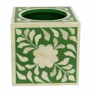 Boîte de rangement pour serviettes et mouchoirs carrée classique ARTISAN CRAFT en gros, artisanale, écologique, incrustation d'os avec décoration de table - Product Image 5