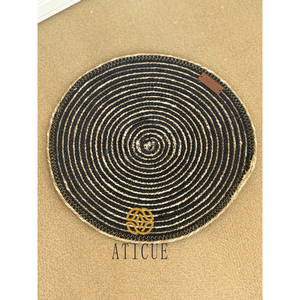 ATICUE Bohemian 15 Inch Round Seagrass Braided Placemat Natural Fiber <b>Table</b> <b>Mat</b> for Home Use Inspired by Marble Coasters - Product Image 3