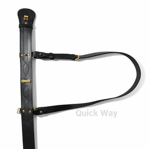 Ceinture Sam Browne en cuir noir faite à la main avec boucle dorée, style britannique, ceinture uniforme à sangle croisée - Product Image 5