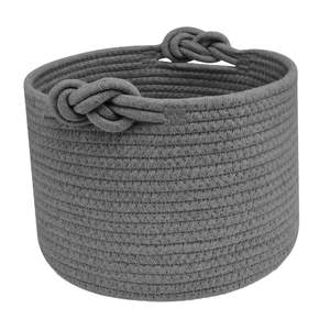 Panier de rangement rond décoratif avec poignées, lavable, gris foncé, organisateur d'étagère de placard - Product Image 6