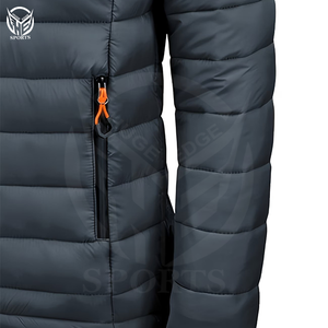 Chaqueta de Invierno con Capucha 100% Poliéster, Cierre de Cremallera, Tela Brillante con Burbujas, Secado Rápido, Resistente al Viento, Transpirable, Personalizada para Hombre - Product Image 4