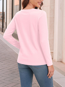 Premium Cotton <b>Blend</b> Women T Shirt Casual Solid Color Full Sleeve Soft Breathable Basic T-Shirts For Daily Casual And Gym Wear - Product Image 2