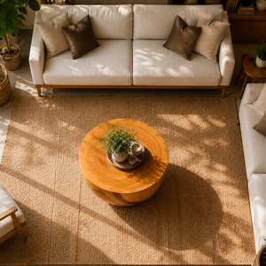 Table basse Horizon Bowl, finition miel, style moderne et organique, en bois de Suar massif de qualité supérieure, plateau épais, meubles de salon - Product Image 6