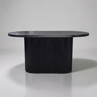 Table à manger ovale moderne en bois massif avec piétement cannelé, design minimaliste Japandi, 4 places, mobilier de salle à manger, maison MT