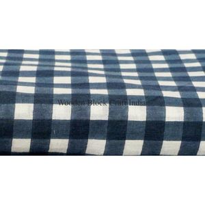 ผ้าพิมพ์ลายสีน้ำเงินขาวคุณภาพดี 100% ผ้าฝ้าย พิมพ์ลายตารางสีน้ำเงินขาว ออกแบบได้ตามต้องการ ขายดี ผ้า Tana Lawn สีน้ำเงินขาว สำหรับเสื้อยืด - Product Image 2