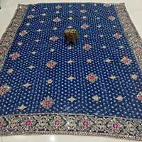 Dupatta vintage en georgette pure de qualité supérieure avec tissu imprimé et travail décoratif, tenue ethnique traditionnelle pour mariage, pour femmes