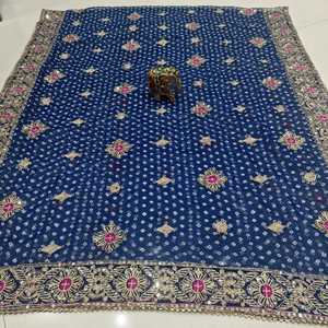 Dupatta vintage en georgette pure de qualité supérieure avec tissu imprimé et travail décoratif, tenue ethnique traditionnelle pour mariage, pour femmes - Product Image 2