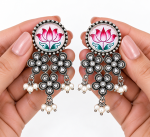 Pendientes Colgantes de Cúpula con Zirconia y Bisel de Latón Antiguo Plateado al por Mayor, 6.5cm, Joyería de Boda para Mujer, Regalo a Granel - Product Image 6