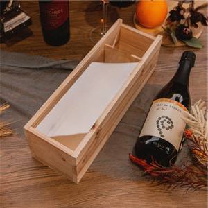 Caja de Regalo de Vino de Madera de Pino de Lujo con Tapa Deslizante de Acrílico, Caja Decorativa de Madera para una Sola Botella, para Bodas y Regalos Corporativos - Product Image 1