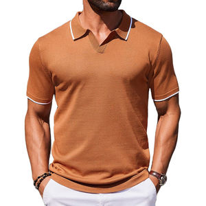 Nouveau Polo en Soie Glacée pour Homme, T-shirt à Revers à Manches Courtes Tendance, Polo Décontracté Contrastant Polyvalent - Product Image 3