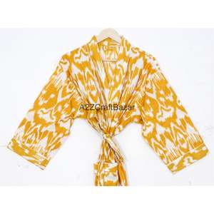 Kimono Informal 100% Algodón, Ropa de Dormir, Ropa de Playa, Diseño Floral Indio, Transpirable, de Secado Rápido, con Cordón Ajustable, para Verano, Invierno y Primavera - Product Image 2