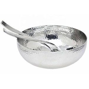 Cuenco decorativo de Metal martillado a mano con acabado de níquel, frutero moderno para mostrador de cocina - Product Image 4