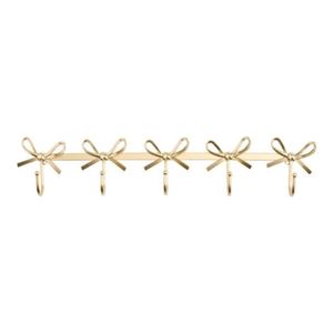 Heavy Duty Iron Wall <b>Hooks</b> Gold Bow Design 5-<b>Hook</b> Metal Hanger Rack Bulk Wholesale Decorative Coat <b>Hook</b> For Hotel Bedroom Wall - Product Image 1