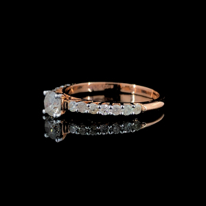 Bague de fiançailles pour femme certifiée en or rose massif 14 carats avec diamants naturels taille brillant rond, style classique - Product Image 1