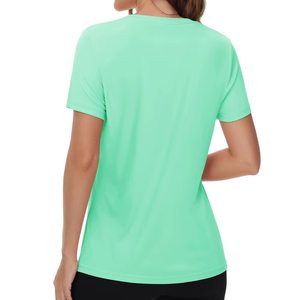 Compre Ahora Camiseta Deportiva para Mujer, Tejido Elástico Ligero, Resistente al Sudor, Ropa de Gimnasio para Mujer, Suministro OEM ODM - Product Image 2
