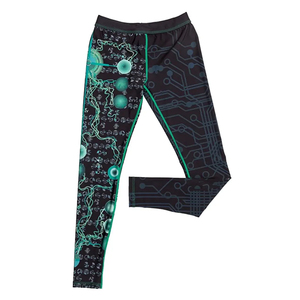 Leggings de compression longs pour hommes, noirs, en spandex et nylon, taille élastique, couleur unie - Product Image 6