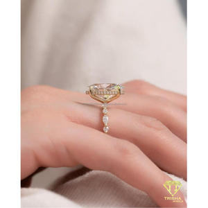 Anillo de compromiso de moissanita con corte ovalado, plata de ley 925, chapado en oro, solitario, joyería nupcial para mujer, anillo de regalo de lujo - Product Image 2