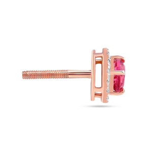 ต่างหูเพชรคลาสสิกทรงรัศมีสีโรสโกลด์ชมพู - Product Image 3