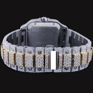 Luxurious Two Tone <b>Square</b> Dial Bust Moissanite Diamond Classic Features New Premium Collection Party Wear Hip Hop <b>Watch</b> Quartz - Product Image 3