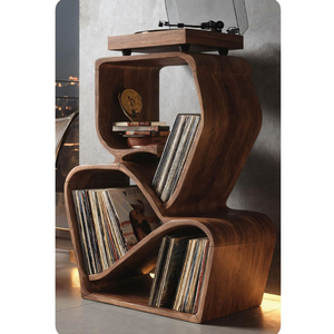 Bibliothèque et présentoir sculpturaux intemporels en teck - Product Image 1