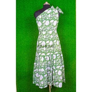 Vestido midi de un solo hombro para mujer, estampado floral, informal, sexy, de playa, 100% algodón, corte en A, transpirable. - Product Image 6